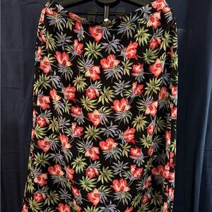 Sag Harbor Black Skirt with Red and Green Floral Design